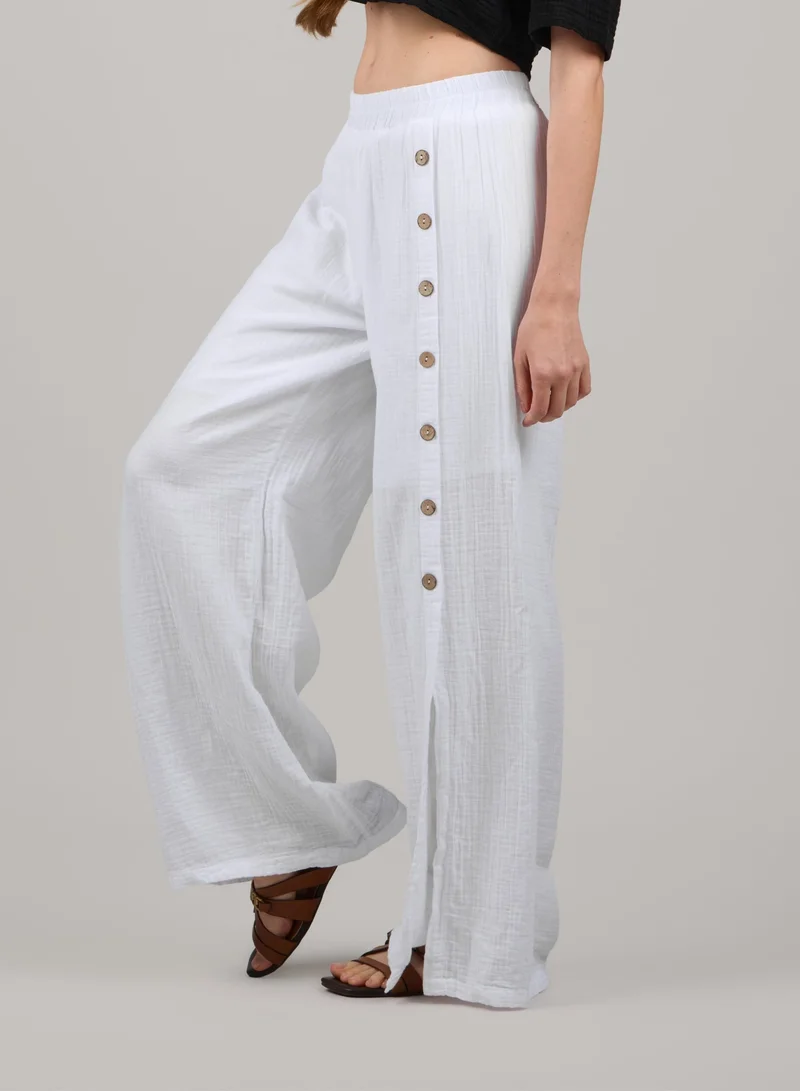Just Nature white Side Slit Flared Trousers for Women | Best Price UAE
